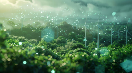 High-tech visualization of worldwide renewable energy data exchange, fostering a green future,