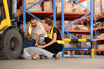 A warehouse employee suffered a leg accident at work