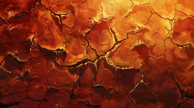 Illustration of a scorched Earth, cracked and dry, suffering under the heat of global warming,