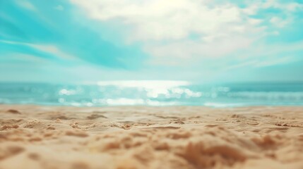 Generative AI : Abstract blur defocused background, nature of tropical summer beach with rays of sun light. 