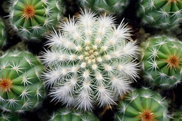 Top view of cactus in the garden