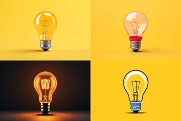 Iconic representation of a lightbulb, with bold lines and a clean, solid color background