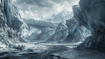Majestic glacier landscape in arctic region - obrazy, fototapety, plakaty