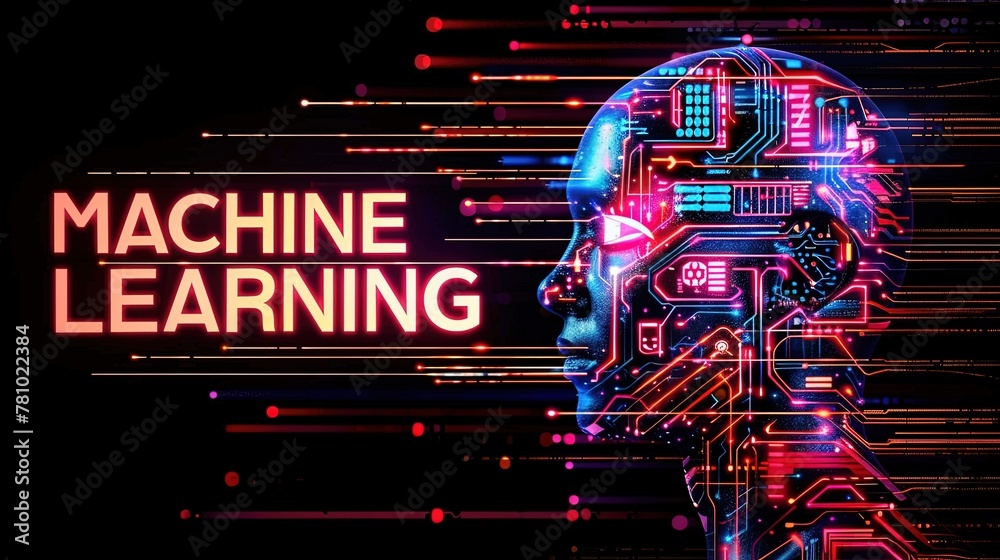 Wall mural concept for a commercial background image on the topic of machine learning. banner for advertising. 