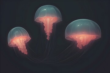 Ethereal Bioluminescent Jellyfish in a Futuristic Aquatic Realm