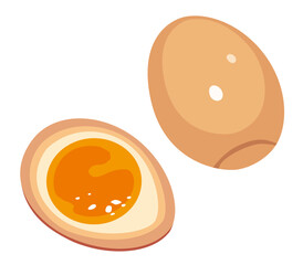 Seasoned boiled egg against white background