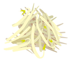 Boiled bean sprouts against white background