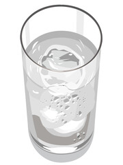 Glass of ice water against white background