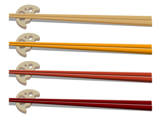 Color variations of chopsticks against white background