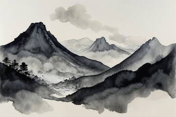 Fototapeta na wymiar Watercolor Abstract Mountains