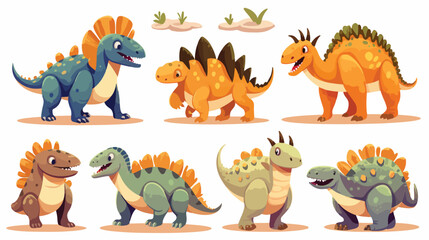 Dinosaur isolated vector character set. Prehistoric
