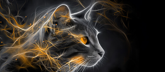 Black and White Cat With Yellow Eyes