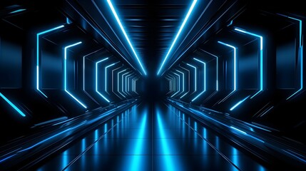 Illuminated Spaceship Corridor:A Captivating Architectural