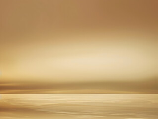 A beautiful beach scene with a golden sky and a calm ocean. The sky is filled with clouds, giving the scene a serene and peaceful atmosphere