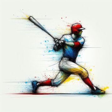 recommend clip art: Baseball player in watercolor illustration with Generative AI.