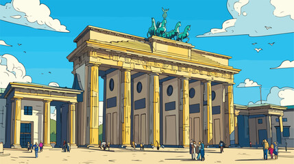 Drawn sketch of Brandenburg Gate Berlin Germany in - obrazy, fototapety, plakaty