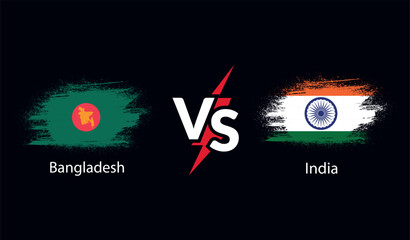 India vs Bangladesh international cricket flag badge design on Indian skyline background for the final World Cup. EPS Vector for sports match template or banner in vector illustration.