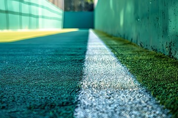 photo of the touchline running along the edges of the sports pitch,serving as a boundary for players and a vantage point for coaches during a game or - obrazy, fototapety, plakaty