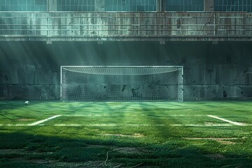 Penalty Spot - A Nerve-Wracking Location for High-Stakes Soccer Goal Scoring Attempts - obrazy, fototapety, plakaty