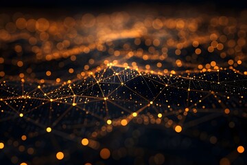 Captivating Abstract Virtual Network with Dynamic Gold and Black Connectivity Backdrop