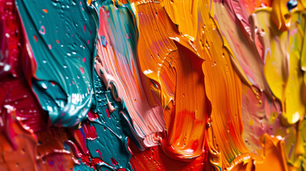 The texture of thick acrylic paint, magnified to show every vibrant detail,