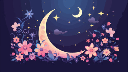 Obraz na płótnie Canvas Elegant greeting card design with crescent moon and