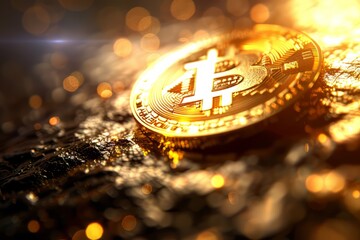 Fototapeta na wymiar Cryptocurrency golden bitcoin coin. Cryptocurrencies. Business