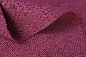 red hemp viscose natural fabric cloth color, sackcloth rough texture of textile fashion abstract background