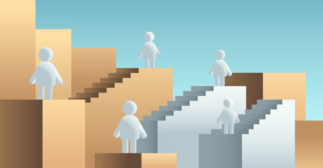 people icons person symbols human figures climbing stairs leadership competition concept horizontal