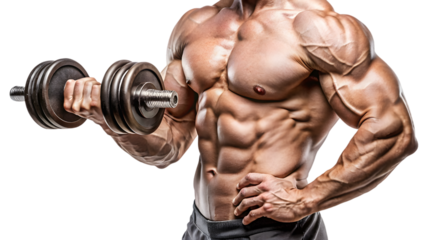 Muscular man lifting weights in gym, showcasing strength and fitness