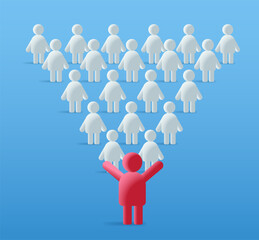 people icons group in pyramid shape person symbols for infographic human figures set think different leadership concept