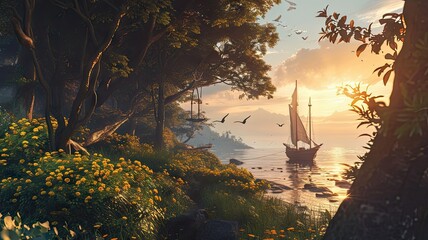  A beautiful sunset view of the river.