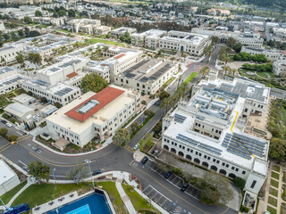 University of San Diego in Alcalá Park sits atop the edge of a mesa overlooking Mission Bay...