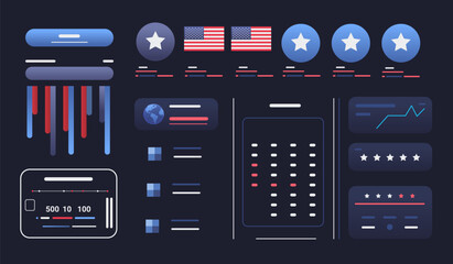 USA presidential election statistic banner with infographics American Election campaign statistics with map and data graphs - obrazy, fototapety, plakaty