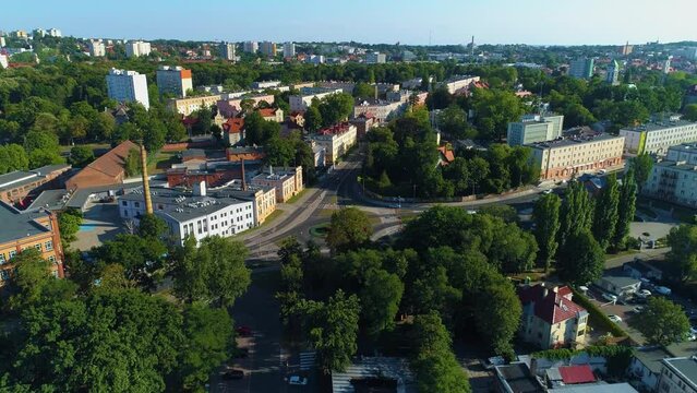 Chrobry Rondo Zielona Gora Plac Kolejarza Aerial View Poland