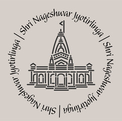 Nageshwar jyotirlinga temple 2d icon with lettering.