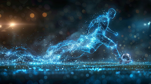 A man is running on a field with a soccer ball in his hand