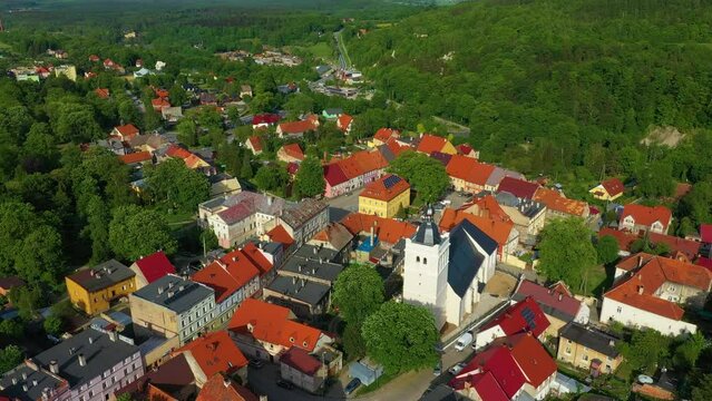 Market Square Zloty Stok Ratusz Rynek Aerial View Poland