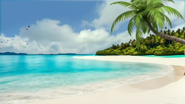 Exotic beach with palm trees