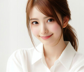 白いブラウスの美少女
