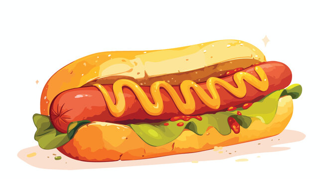Fast food sausage. white background vector image 2d