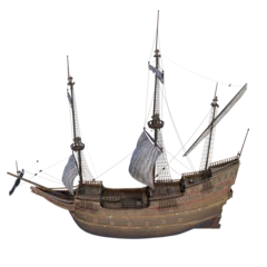 Papier peint photo intissé old wooden sailing ship isolated. perspective rear side view