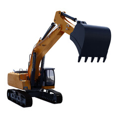 excavator isolated on white. perspective front view
