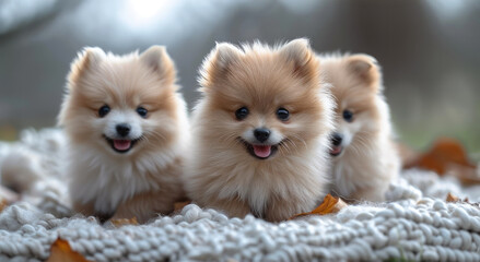 Little spitz dogs that have just been born. Generative AI.