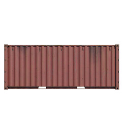 Realistic red cargo containers. side view isolated.
