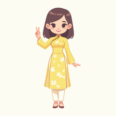 vietnamese girl searing vietnam clothes