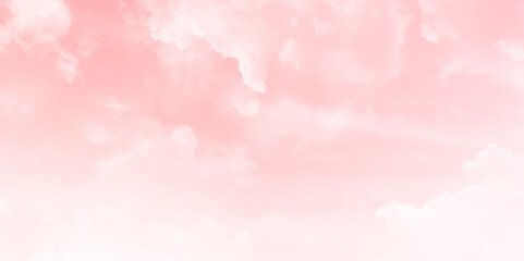 Pastel pink sky with clouds abstract watercolor background. Pink sky and white cloud detail in background with copy space.