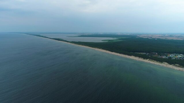 Panorama Baltic Sea Lake Jamno Lazy Pas Nadmorski Aerial View Poland