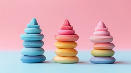 Erasers attending a meditation retreat to learn how to let go isolate on soft color pastel background