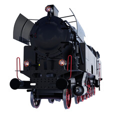 steam locomotive isolated on white. perspective front view © EZPS